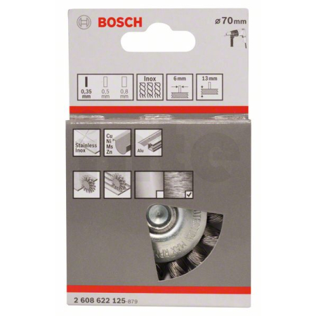 BOSCH Kotoučový drátěný kartáč, copánkový, 70×0,35 mm, nerezová ocel 2608622125
