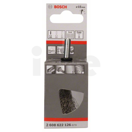 BOSCH Koncový kartáč, zvlněný drát, 15 × 0,2 mm, nerezová ocel 2608622126