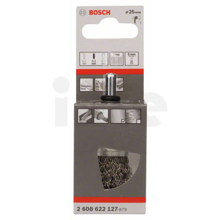BOSCH Koncový kartáč, zvlněný drát, 25 × 0,3 mm, nerezová ocel 2608622127
