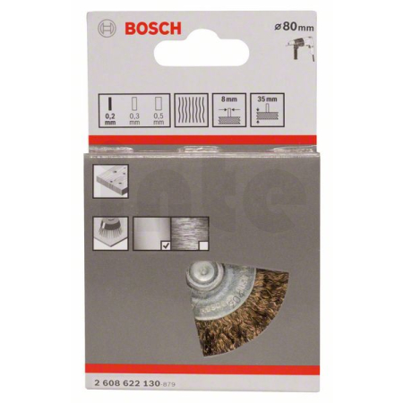 BOSCH Kotoučový drátěný kartáč, zvlněný drát, 80×0,2 mm, mosazný povrch 2608622130