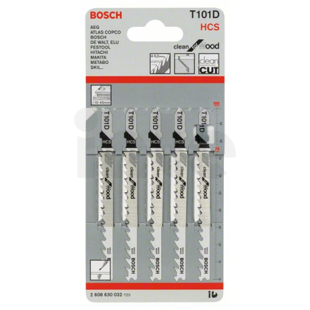 BOSCH Pilový plátek do kmitací pily T 101 D, 5 ks 2608630032