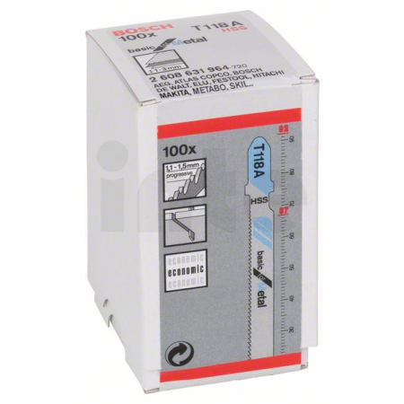 BOSCH Pilový plátek do kmitací pily T 118 A, 100 ks 2608631964
