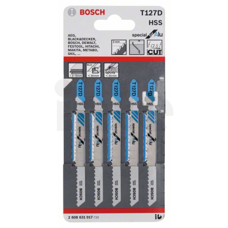 BOSCH Pilový plátek do kmitací pily T 127 D, 5 ks 2608631017