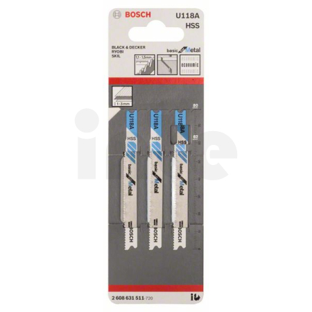 BOSCH Pilový plátek do kmitací pily U 118 A, 3 ks 2608631511
