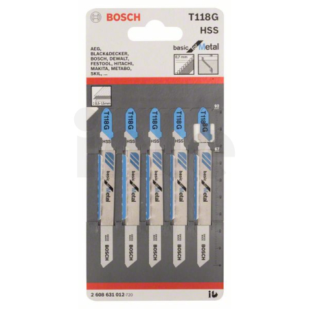 BOSCH Pilový plátek do kmitací pily T 118 G, 5 ks 2608631012
