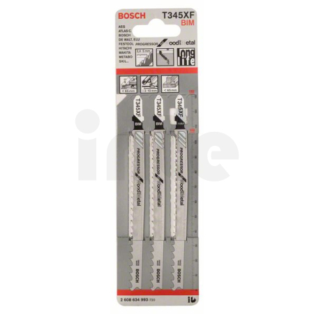 BOSCH Pilový plátek do kmitací pily T 345 XF, 3 ks 2608634993