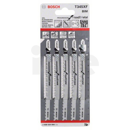 BOSCH Pilový plátek do kmitací pily T 345 XF, 5 ks 2608634994