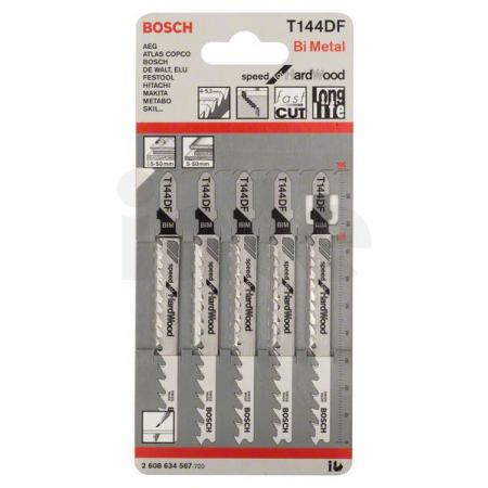 BOSCH Pilový plátek do kmitací pily T 144 DF, 5 ks 2608634567