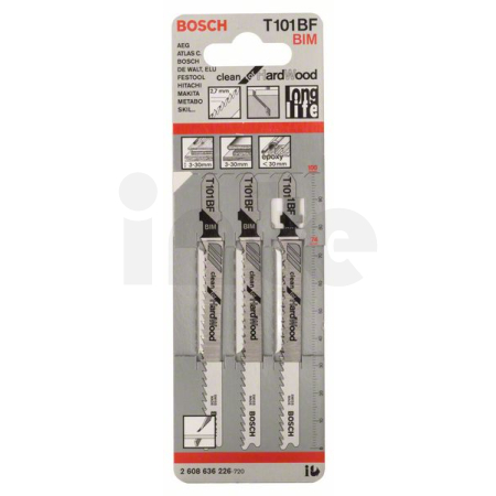 BOSCH Pilový plátek pro přímočaré pily PRO Hardwood clean T101BF 100 mm, 3 ks 2608636226