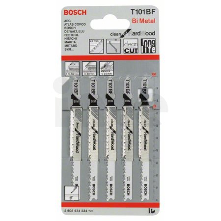 BOSCH Pilový plátek do kmitací pilky T 101 BF, 5 ks 2608634234