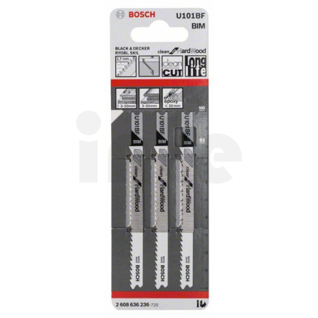 BOSCH Pilový plátek do kmitací pily U 101 BF, 3 ks 2608636236