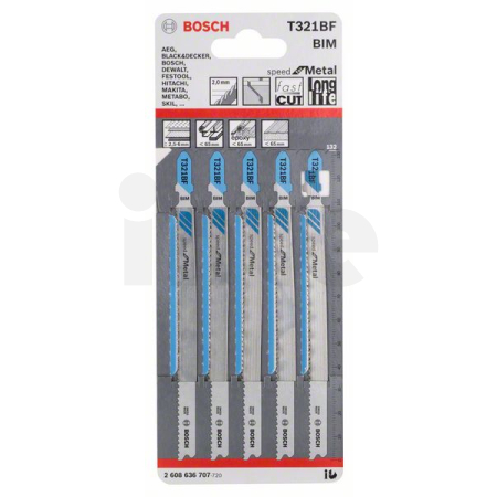 BOSCH Pilový plátek pro přímočaré pily PRO Metal Pipes and Profiles T321BF 132 mm, 5 ks 2608636707