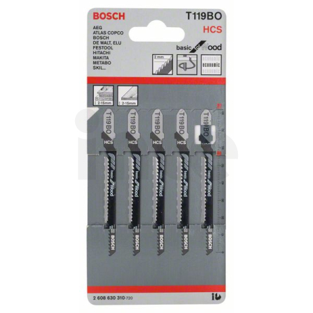 BOSCH Pilový plátek do kmitací pily T 119 BO, 5 ks 2608630310