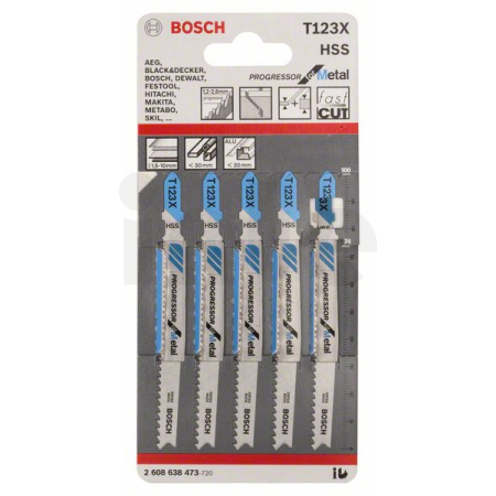 BOSCH Pilový plátek do kmitací pily T 123 XF, 5 ks 2608638473