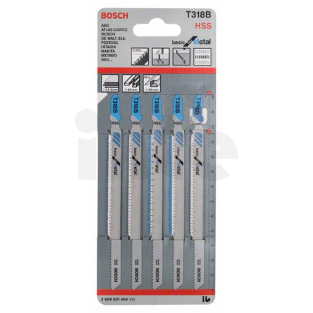 BOSCH Pilový plátek do kmitací pily T 318 B, 5 ks 2608631404