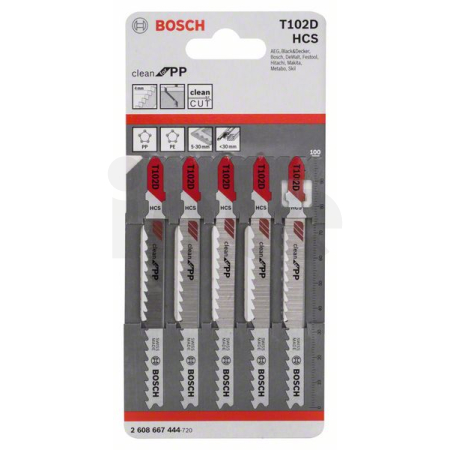 BOSCH Pilový plátek do kmitací pily T 102 D, 5 ks 2608667444