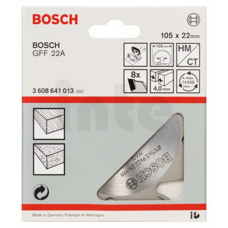 BOSCH Kotoučová fréza, 8, 22 mm, 4 mm 3608641013