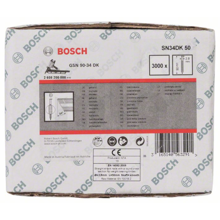 BOSCH Hřebíky s hlavou tvaru D v pásu SN34DK 50 2608200000