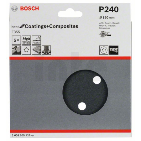 BOSCH Brusný papír F355, balení 5 ks 2608605128