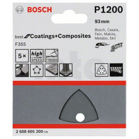 BOSCH Brusný papír F355, balení 5 ks 2608605200