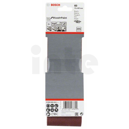BOSCH 3dílná sada brusných pásů X440 2608606033
