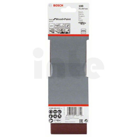 BOSCH 3dílná sada brusných pásů X440 2608606035