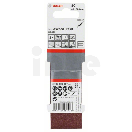 BOSCH 3dílná sada brusných pásů X440 2608606207