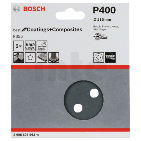 BOSCH Brusný papír F355, balení 5 ks 2608605562