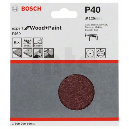 BOSCH 5dílná sada brusných papírů F460 1609200160