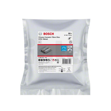 BOSCH Fíbrový brusný kotouč EXPERT R781 Prisma Ceramic 100 mm, 16 mm, G 80, 25 ks 2608621790