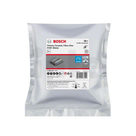 BOSCH Fíbrový brusný kotouč EXPERT R781 Prisma Ceramic 180 mm, 22,23 mm, P36, 25 ks 2608621797