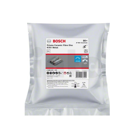BOSCH Fíbrový brusný kotouč EXPERT R781 Prisma Ceramic 180 mm, 22,23 mm, G 80, 25 ks 2608621799