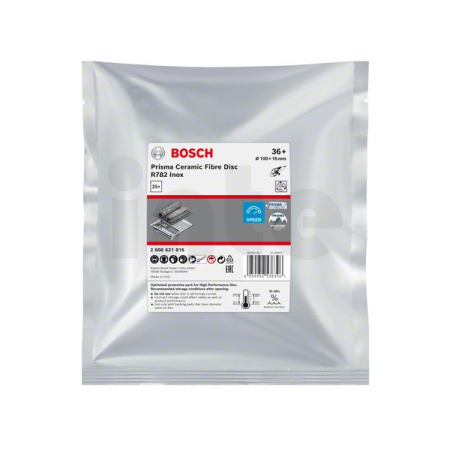 BOSCH Fíbrový brusný kotouč EXPERT R782 Prisma Ceramic 100 mm, 16 mm, P36, 25 ks 2608621816