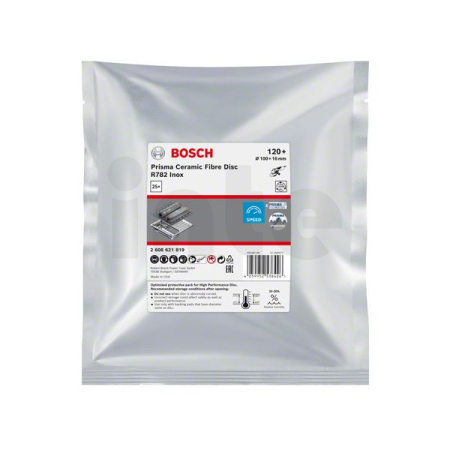 BOSCH Fíbrový brusný kotouč EXPERT R782 Prisma Ceramic 100 mm, 16 mm, P120, 25 ks 2608621819