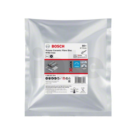 BOSCH Fíbrový brusný kotouč EXPERT R782 Prisma Ceramic X-LOCK 115 mm, 22,23 mm, G 80, 25 ks 2608621822