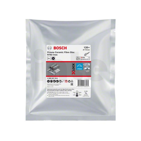 BOSCH Fíbrový brusný kotouč EXPERT R782 Prisma Ceramic X-LOCK 115 mm, 22,23 mm, P120, 25 ks 2608621823