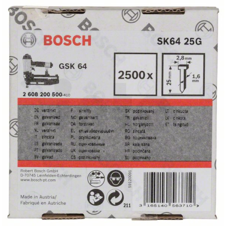 BOSCH Hřeb se zápustnou hlavou SK64 25G 2608200500