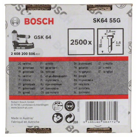 BOSCH Hřeb se zápustnou hlavou SK64 55G 2608200506