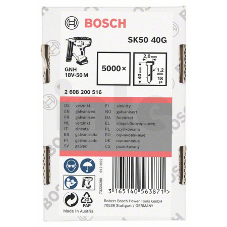BOSCH Hřeb se zápustnou hlavou SK50 40G 2608200516