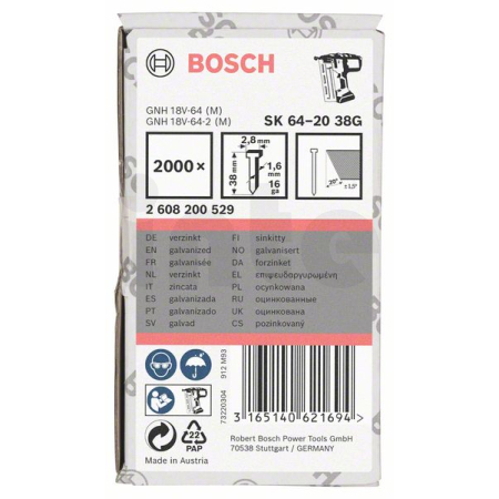 BOSCH Hřeb se zápustnou hlavou SK64 20G 2608200529