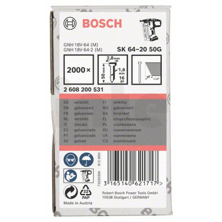 BOSCH Hřeb se zápustnou hlavou SK64 20G 2608200531
