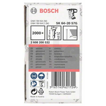 BOSCH Hřeb se zápustnou hlavou SK64 20G 2608200532