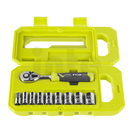 RYOBI RHRS10PC 10-dílná ¼˝ sada ráčny a nástrčných klíčů 5132006067
