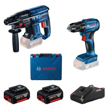 BOSCH Kombinovaná sada: GSR 185-LI + GBH 180-LI + 2× akumulátor 4,0 Ah 0615990N20