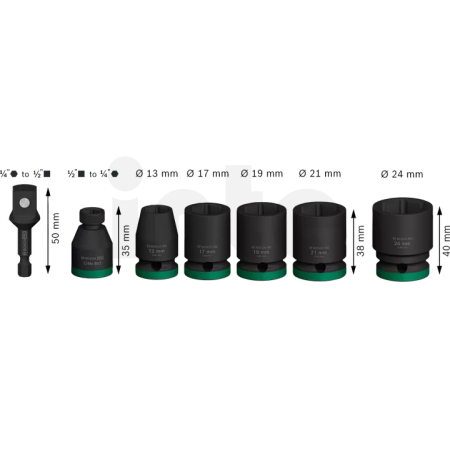 BOSCH Sada PRO Impact Socket Set s adaptérem, 1”, standardní, 7 ks 2608003032