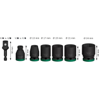BOSCH Sada PRO Impact Socket Set s adaptérem, 1”, standardní, 7 ks 2608003032