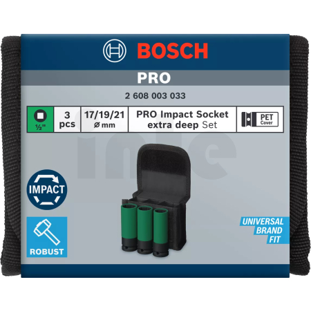 BOSCH Nástrčná sada PRO Impact, kryty PET, ½″, extra prodloužené, 3 ks (2608003033)