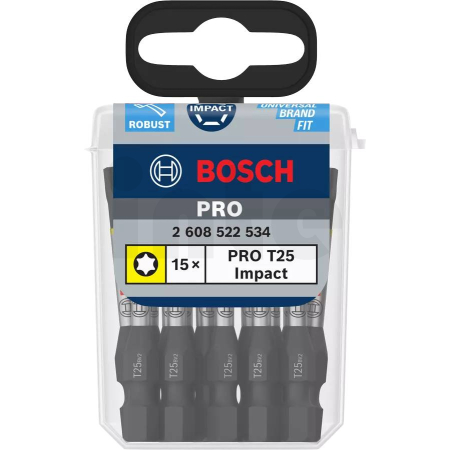 Bosch Professional sada šroubovacích bitů PRO Torx Impact Bit, T25, 55 mm, 15 ks (2608522534)