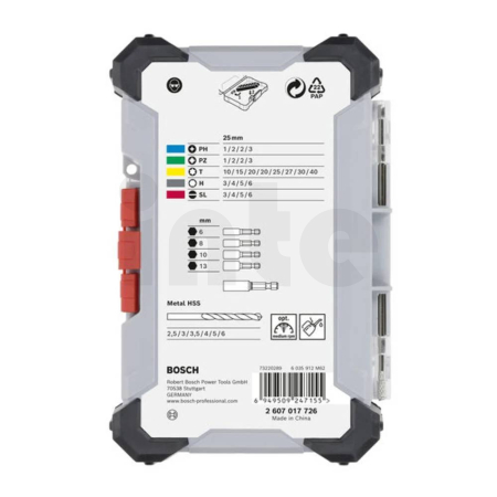 BOSCH Sada šroubovacích bitů Extra Hard a vrtáků do kovu HSS, 35 ks 2607017726