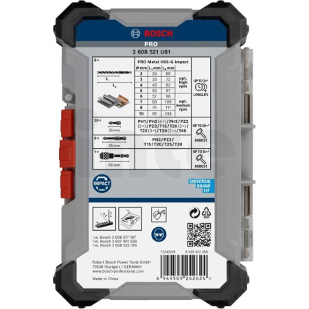 BOSCH Sada šroubovacích bitů a vrtáků do kovu PRO Impact, 35 ks 2608521U81